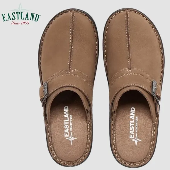 EASTLAND Hand-Stiched Genuine Suede Strap &amp; Buckle Mae Clogs NWT/11M