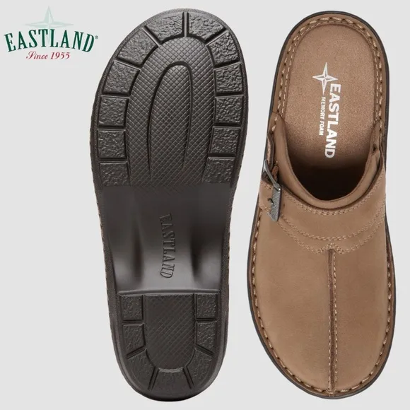 EASTLAND Hand-Stiched Genuine Suede Strap &amp; Buckle Mae Clogs NWT/11M