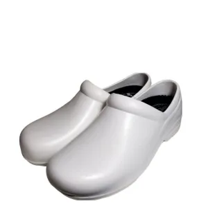 Easy Works Street Womens White Slip On Closed Toe Slip Oil Resistant Clogs Sz 10