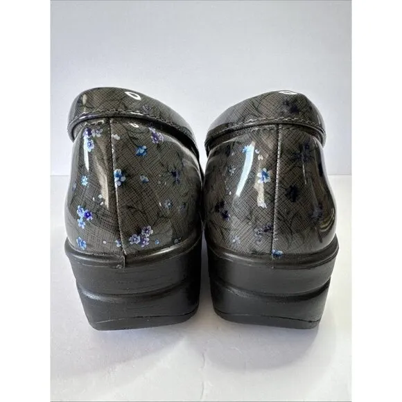 EASY WORKS Women’s Slip on Clogs Comfort Work Shoes Size 11 M Floral Gray Blue