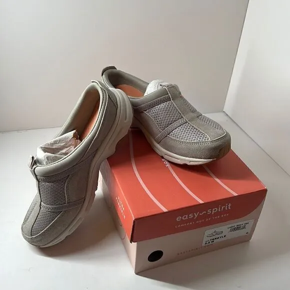 Easy Spirits Argyle Mesh Clogs Light Gray size 5.5 M