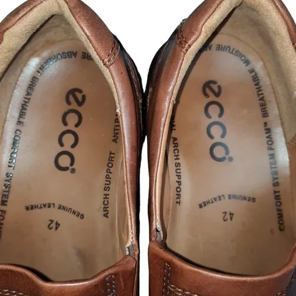 Ecco Brown Leather Shock Point Slip-On Shoe SZ EU 42/US 8.5