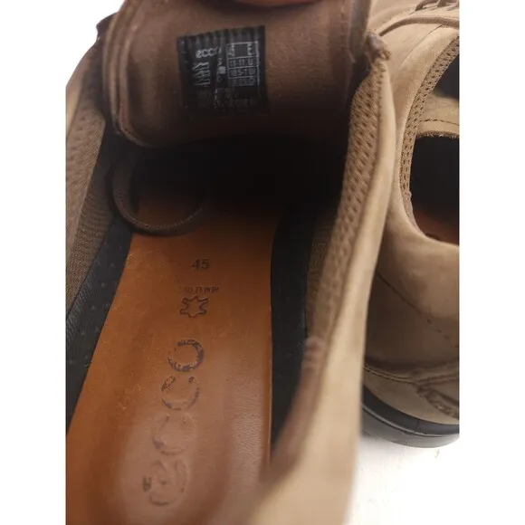 ECCO Fusion Oxfords Mens Size EU 45 US 11-11.5 Brown Nubuck Leather Lace-Ups