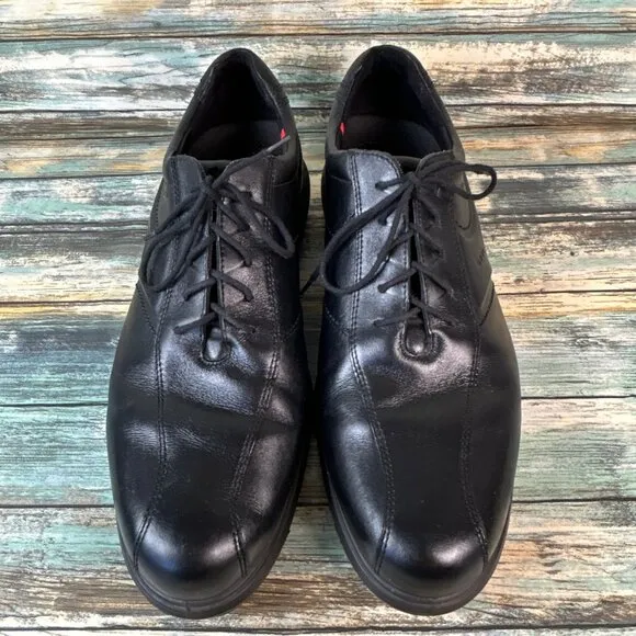 ECCO Golf Shoe Mens 12-12.5/46 Black Leather Hydromax Water Resistant Oxfords