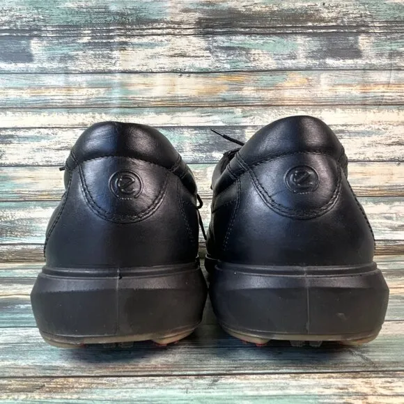 ECCO Golf Shoe Mens 12-12.5/46 Black Leather Hydromax Water Resistant Oxfords