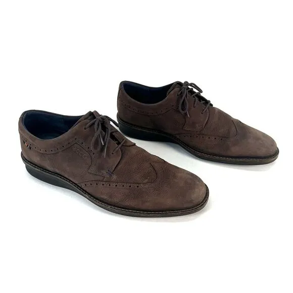 Ecco Kenton Wing Tip Oxfords Mens Sz EU 46 Brown Nubuck Leather