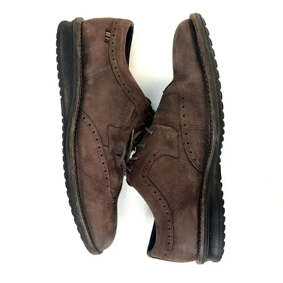 Ecco Kenton Wing Tip Oxfords Mens Sz EU 46 Brown Nubuck Leather
