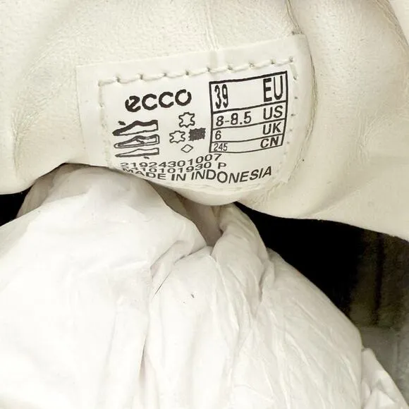 ECCO Womens Soft 60 Premium 2 Strap Shoe EU 39 US 8-8.5 White Leather NIB