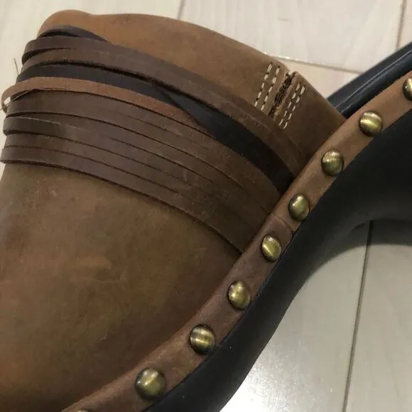 Ecco Women's Studded Closed Toe Clog Shoes Brown Size 6 NWOT