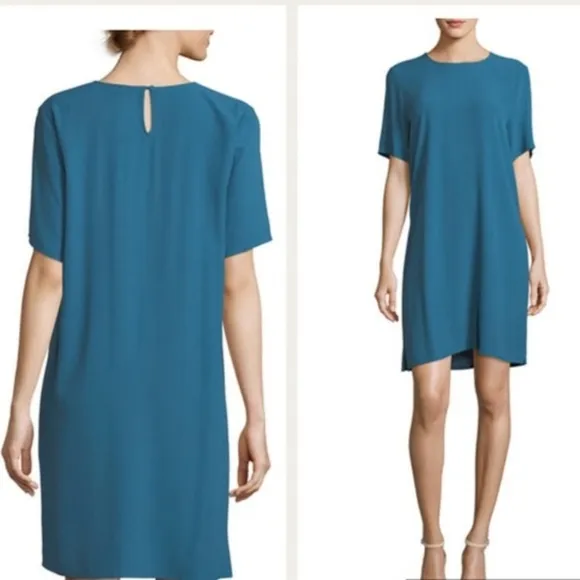 Eileen Fisher Crinkle Crepe Dress Size Medium