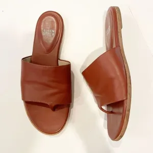 Eileen Fisher Edge Napa Leather Slides Sandals Brown 9.5