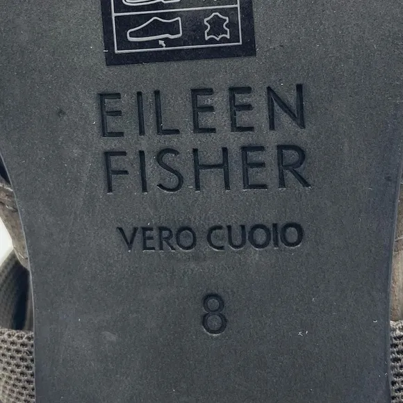 Eileen Fisher Fara Tumbled Nubuck Leather Heels Women’s Size 8 Stretch Strappy