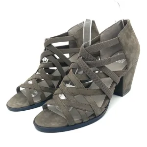 Eileen Fisher Fara Tumbled Nubuck Leather Heels Women’s Size 8 Stretch Strappy