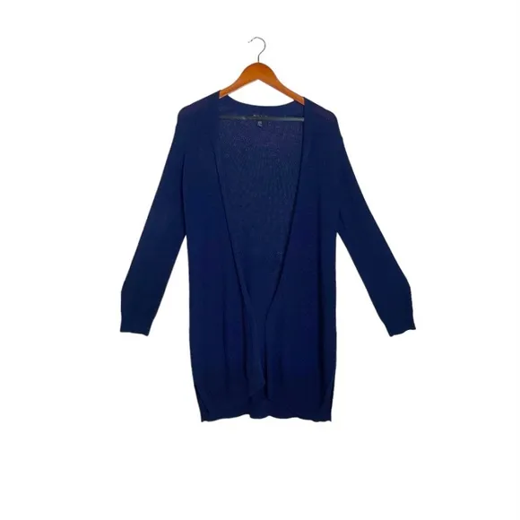 Eileen Fisher Midnight Blue Simple Cardi Open Front Longline Knit Cardigan