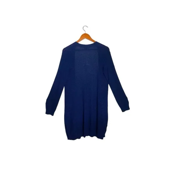 Eileen Fisher Midnight Blue Simple Cardi Open Front Longline Knit Cardigan