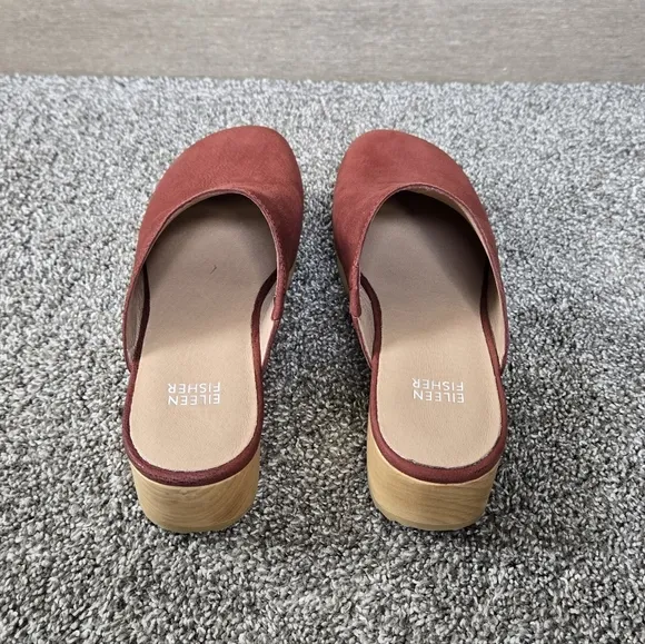Eileen Fisher Red Cedar Oiled Nubuck Clog Women's Red Leather Clogs NEW size 7