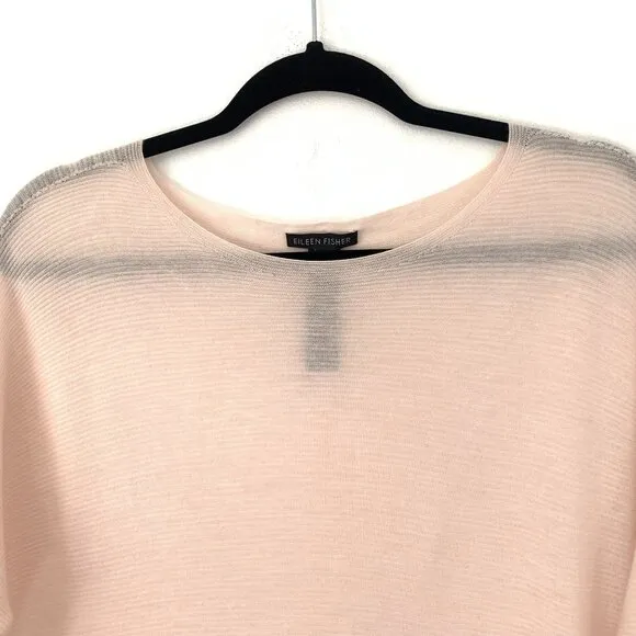 Eileen Fisher Size S/P Light Pink Sheer Wool Long Sleeve Sweater Knit Top