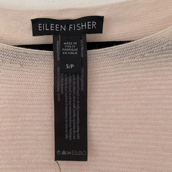 Eileen Fisher Size S/P Light Pink Sheer Wool Long Sleeve Sweater Knit Top
