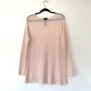 Eileen Fisher Size S/P Light Pink Sheer Wool Long Sleeve Sweater Knit Top