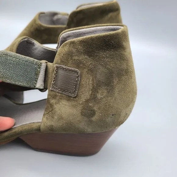 Eileen Fisher Women bootie moss suede Mid Heels Open Toe Sandal sz 7 new