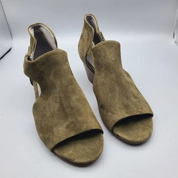Eileen Fisher Women bootie moss suede Mid Heels Open Toe Sandal sz 7 new
