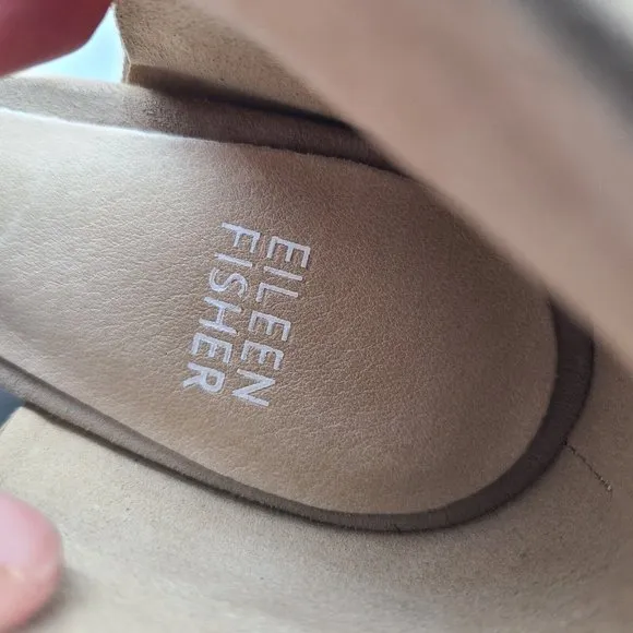 Eileen Fisher Women bootie Tan suede Mid Heels Open Toe Sandal sz 7 new
