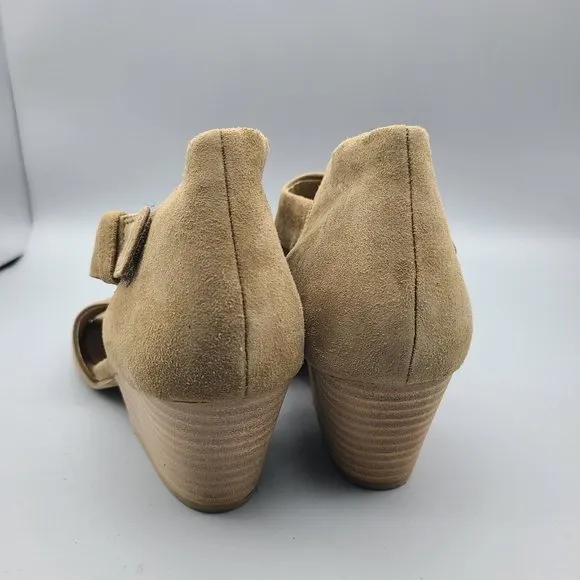 Eileen Fisher Women bootie Tan suede Mid Heels Open Toe Sandal sz 7 new