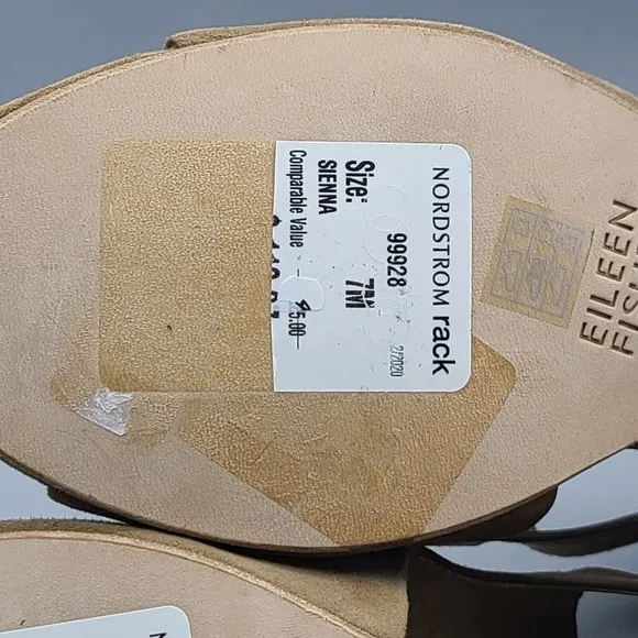 Eileen Fisher Women bootie Tan suede Mid Heels Open Toe Sandal sz 7 new