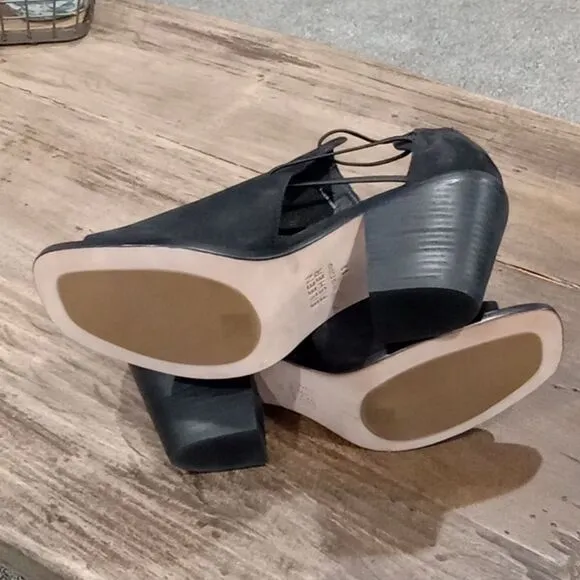 Eileen Fisher Vero Couio Alfie nubuck suede  block heels in black Size 11 NWT