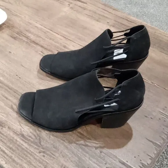 Eileen Fisher Vero Couio Alfie nubuck suede  block heels in black Size 11 NWT