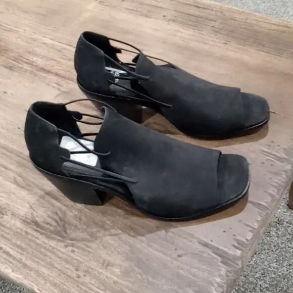 Eileen Fisher Vero Couio Alfie nubuck suede  block heels in black Size 11 NWT