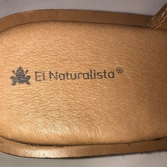 El Naturalista Aqua Slide Sandals Size 40 Brown Leather Made in Spain