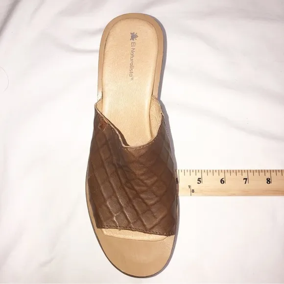 El Naturalista Aqua Slide Sandals Size 40 Brown Leather Made in Spain