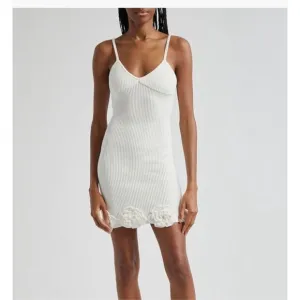 ELEXIAY Tami Rib Empire Waist Minidress handmade crochet In White size M NWT