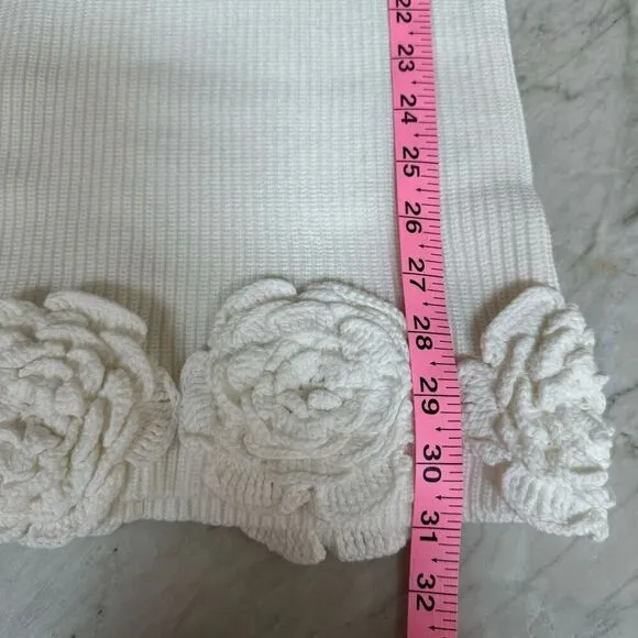 ELEXIAY Tami Rib Empire Waist Minidress handmade crochet In White size M NWT