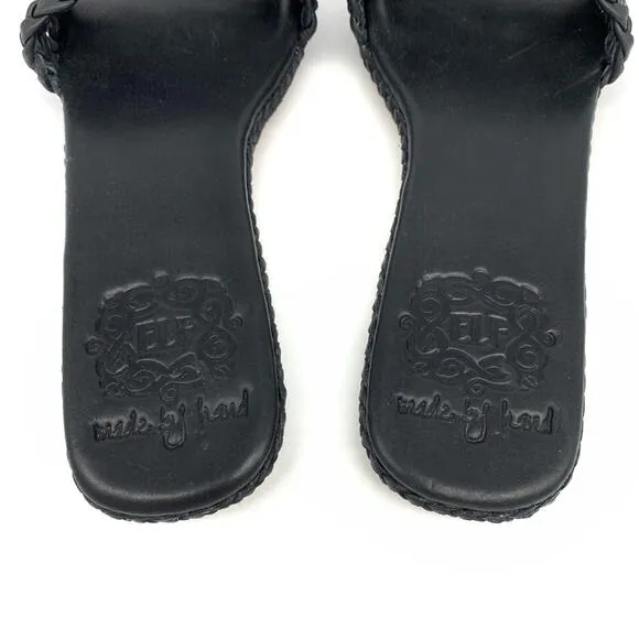 ELF Iris Braided Leather Slides Black 10
