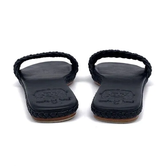 ELF Iris Braided Leather Slides Black 10