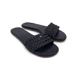 ELF Iris Braided Leather Slides Black 10