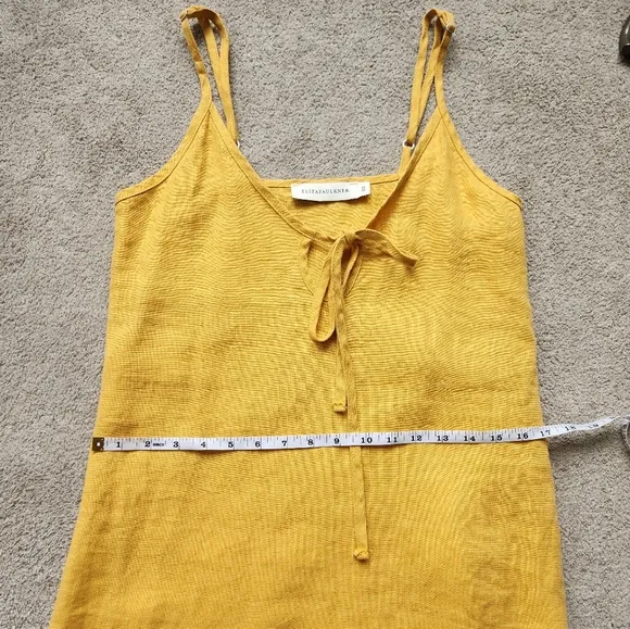 Eliza Faulkner Yellow Linen Slip Dress 90s Classic Style Size XS