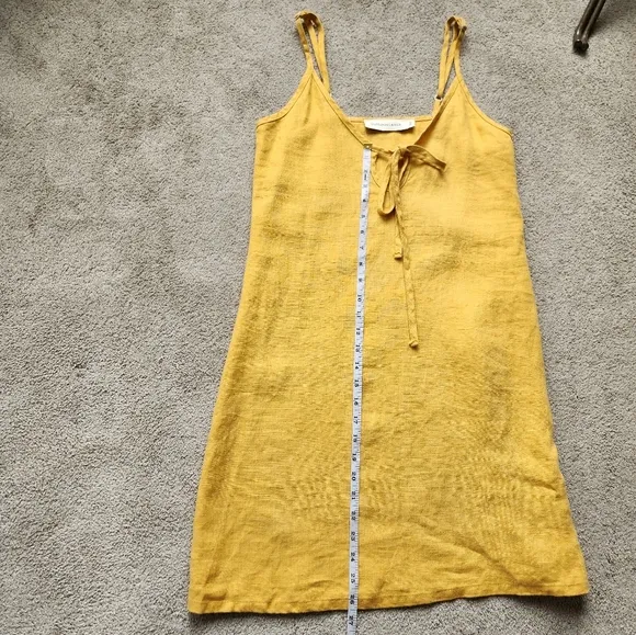 Eliza Faulkner Yellow Linen Slip Dress 90s Classic Style Size XS