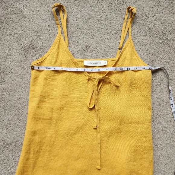 Eliza Faulkner Yellow Linen Slip Dress 90s Classic Style Size XS