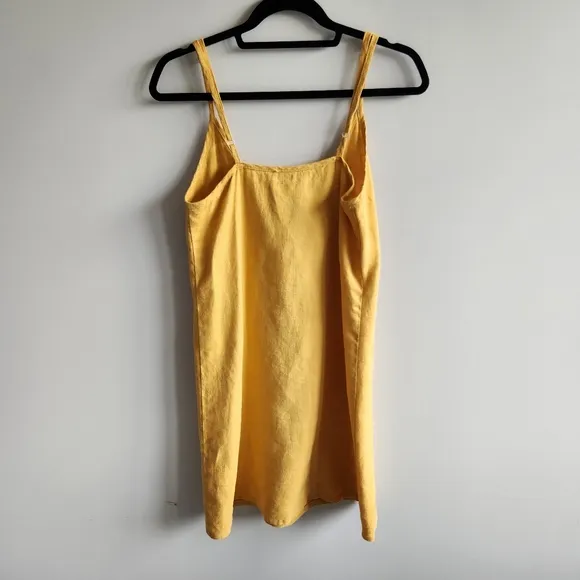 Eliza Faulkner Yellow Linen Slip Dress 90s Classic Style Size XS