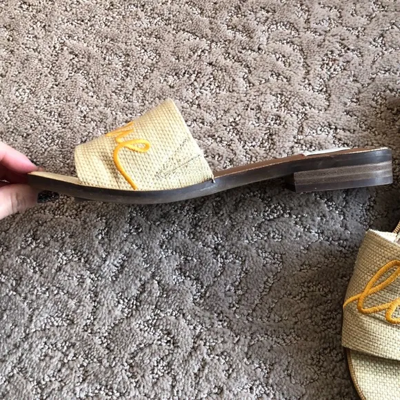 Ellen DeGeneres Natural Love Solay Slide beige yellow wick  shoe size 6.5