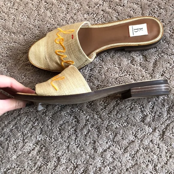 Ellen DeGeneres Natural Love Solay Slide beige yellow wick  shoe size 6.5
