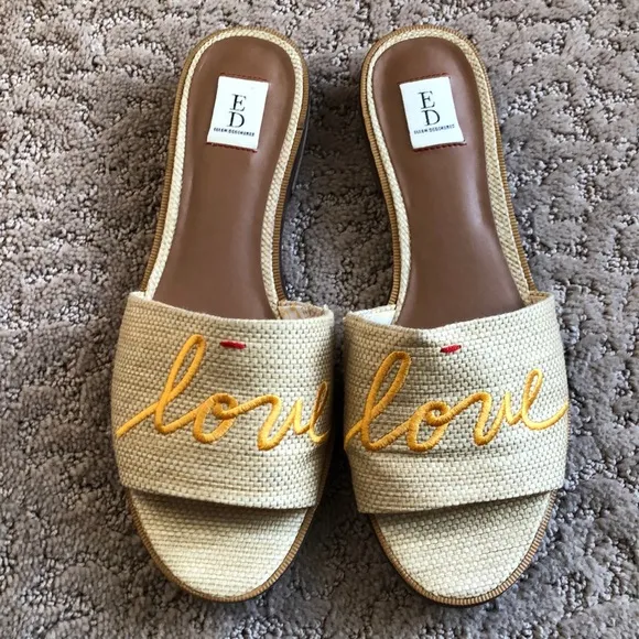Ellen DeGeneres Natural Love Solay Slide beige yellow wick  shoe size 6.5