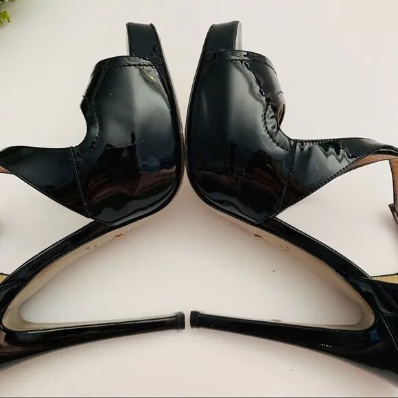 Emporio Armani Heel Black Patent Open Toe Platform