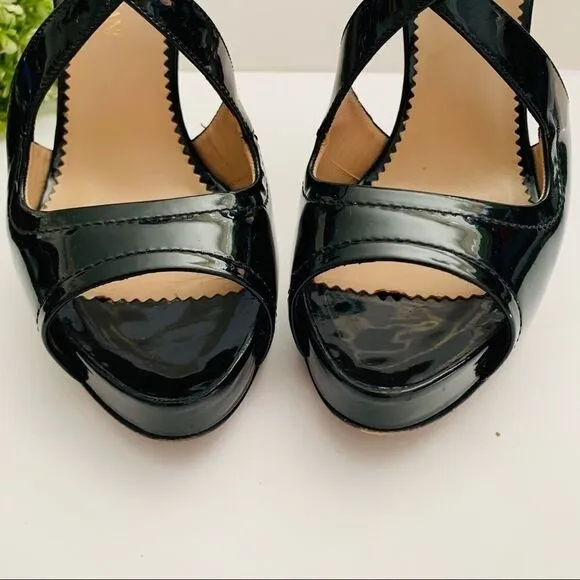 Emporio Armani Heel Black Patent Open Toe Platform