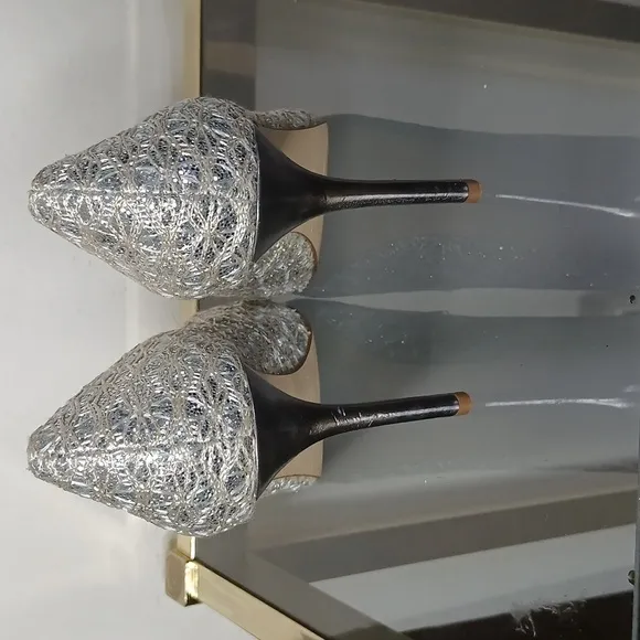 Enzo Angiolini silver sparkling open toe heels size 7.5