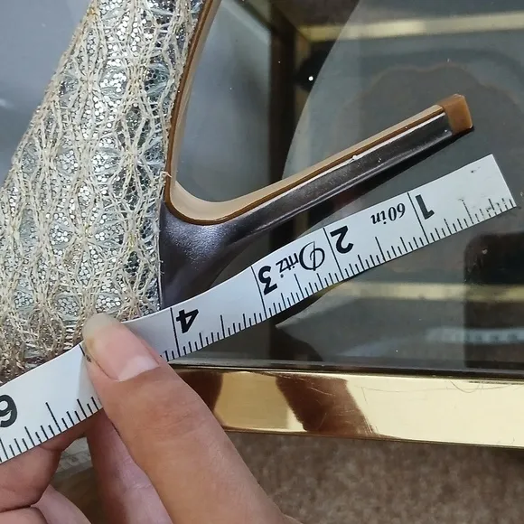 Enzo Angiolini silver sparkling open toe heels size 7.5