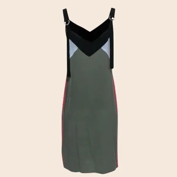 Equipment Robbi Silk Colorblock Slip Dress in Green/Multi Size XS